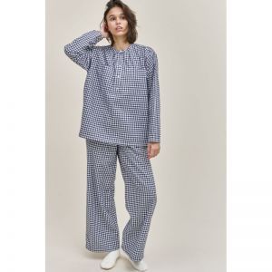 pyjama ruit flanel marine