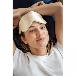 Slaapmasker zijde champagne