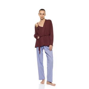 pyjama 3-stuks bruin+blauw