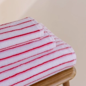 handdoek streep 04 pink/red
